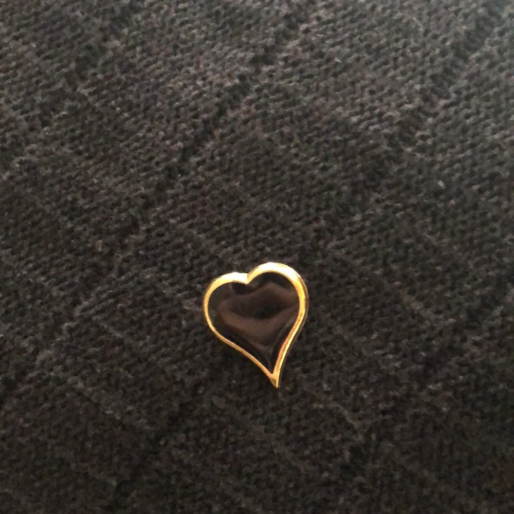 Black enamel heart shaped lapel pin